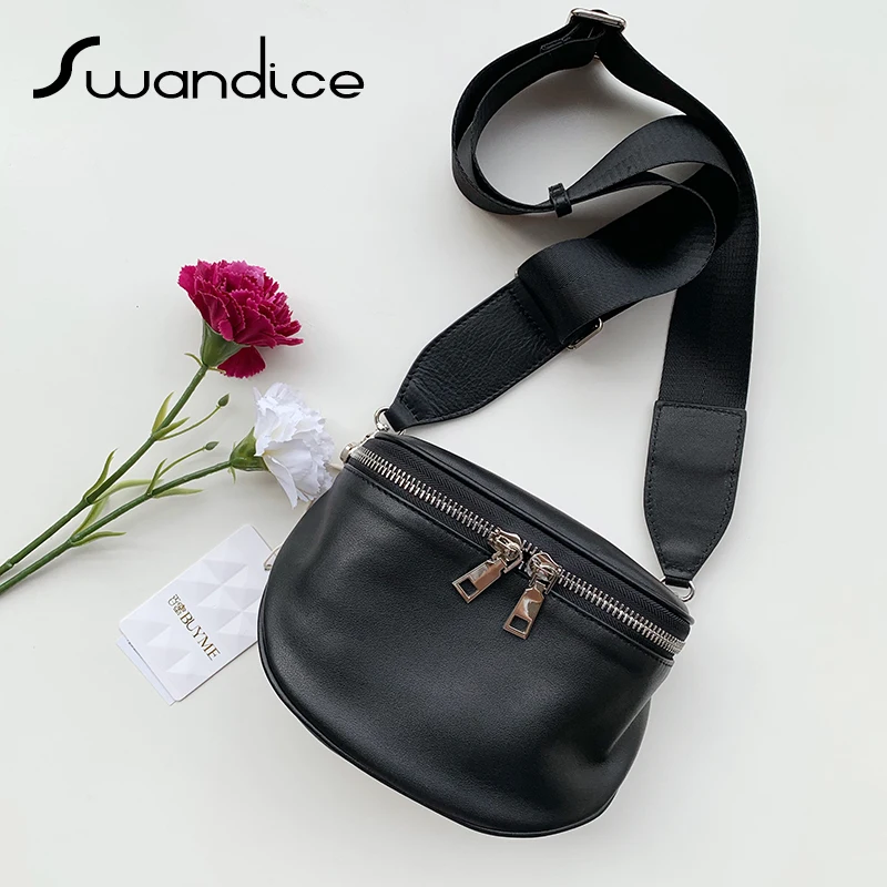 

100% Real Genuine Leather Semicircle Saddle Crossbody Messenger Shoulder Bags Packs Handbags Women Female Ladies 2019 Simple