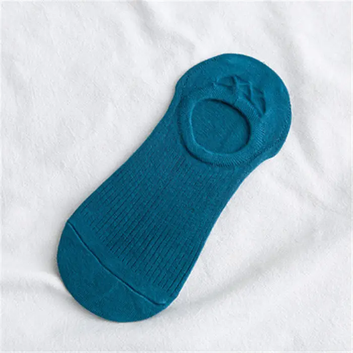 Весенние и летние новые мужские невидимые носки, хлопковые носки для пары, силиконовые Нескользящие однотонные женские носки-башмачки - Цвет: Синий