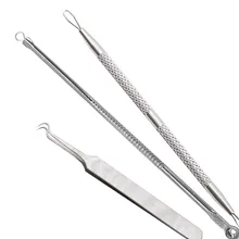 Комплект из 3 предметов, пинцет для удаления угрей комедонов машина для удаления прыщей, игла для удаления угрей, черных точек полоски для экстрактор комедонов инструмент с Чехол