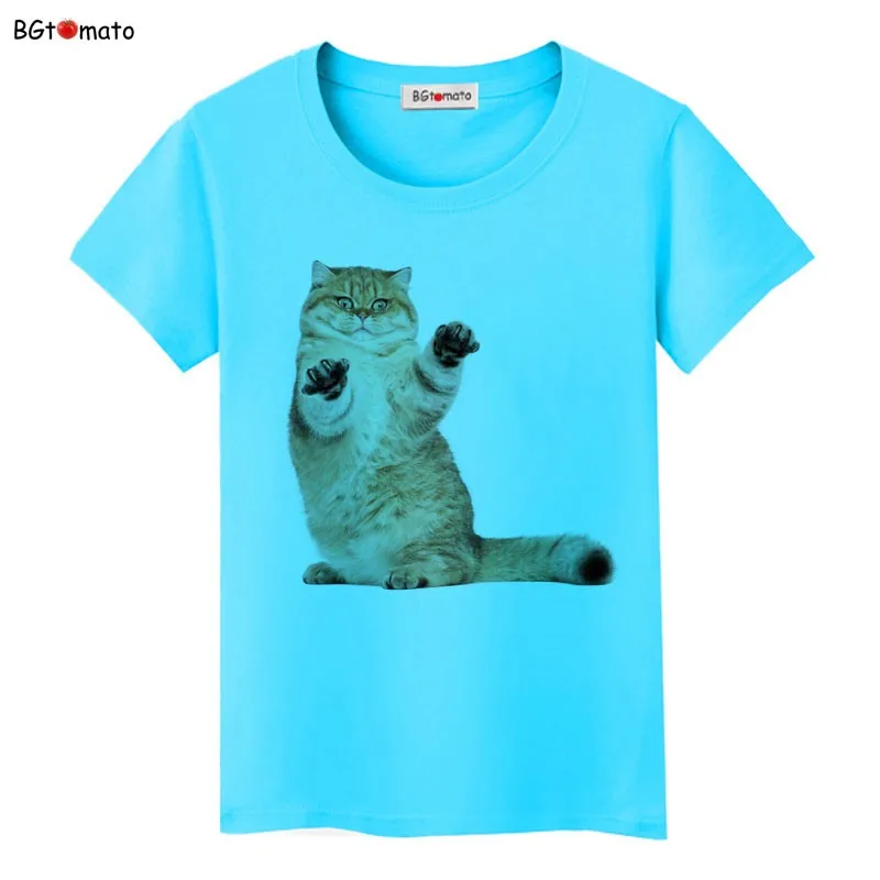 BGtomato, супер милая футболка с 3D котами, Женская милая крутая летняя одежда, хорошее качество, удобные топы, повседневные футболки, брендовые рубашки