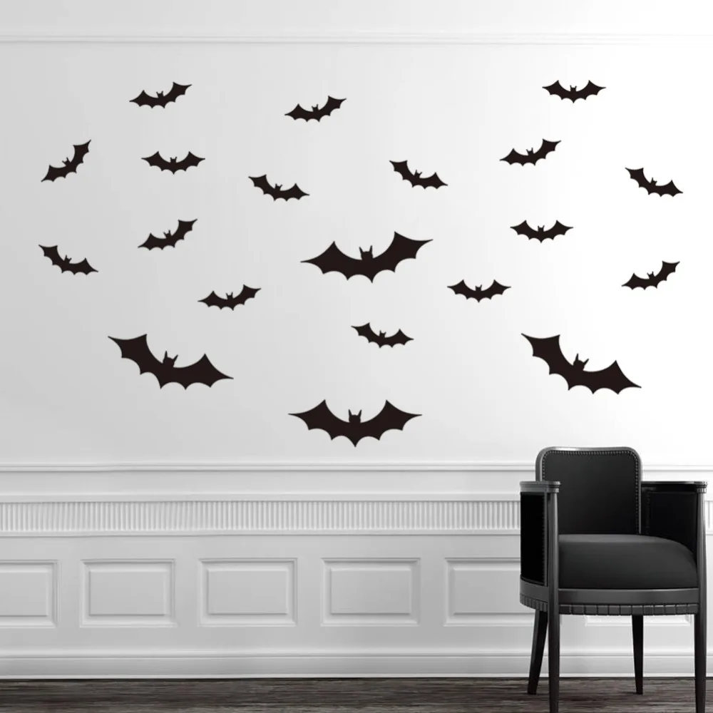 3d diy halloween party black 3d decorative bats wall sticker halloween eve decor home decoration
