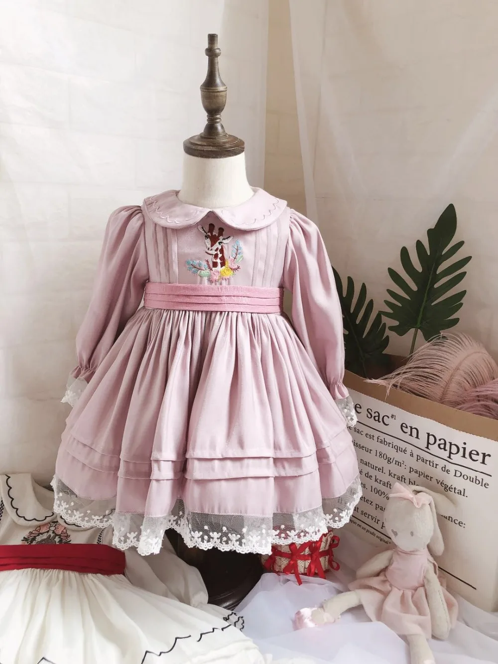 

2019 Wholesale Baby Girl Summer Autumn Turkey Style Pink Long Sleeve Lolita Princess Dress for Girls Casual Party Dress G057 058