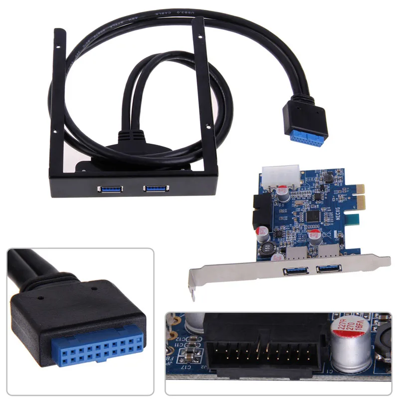 

2 Port USB 3.0 PCI Express Card+3.5 Motherboard Floppy Disk Bay Front Panel for Windows XP/Vista/Windows 7