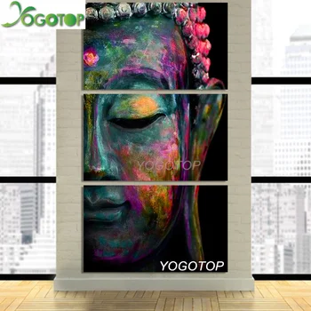 

YOGOTOP DIY Diamond Painting Cross Stitch Kits Full Diamond Embroidery 5D Diamond Mosaic Home Decor Buddha triptych 3pcs ML216