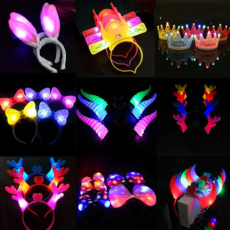 

Creative children's cartoon glowing hair band Christmas bow croissant croissant concert headband wholesale