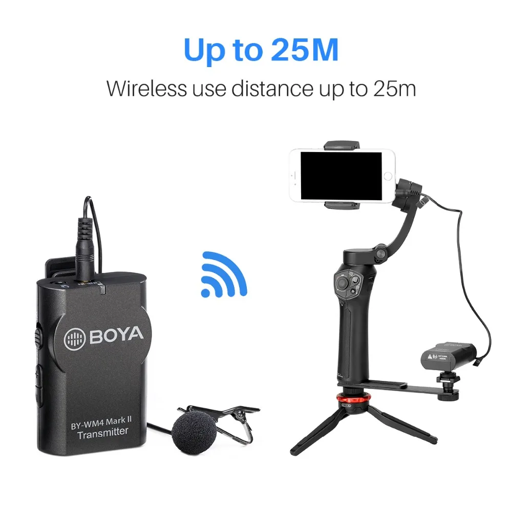 BOYA BY WM4 Mark II Универсальный Lavalier беспроводной микрофон с монитором в реальном