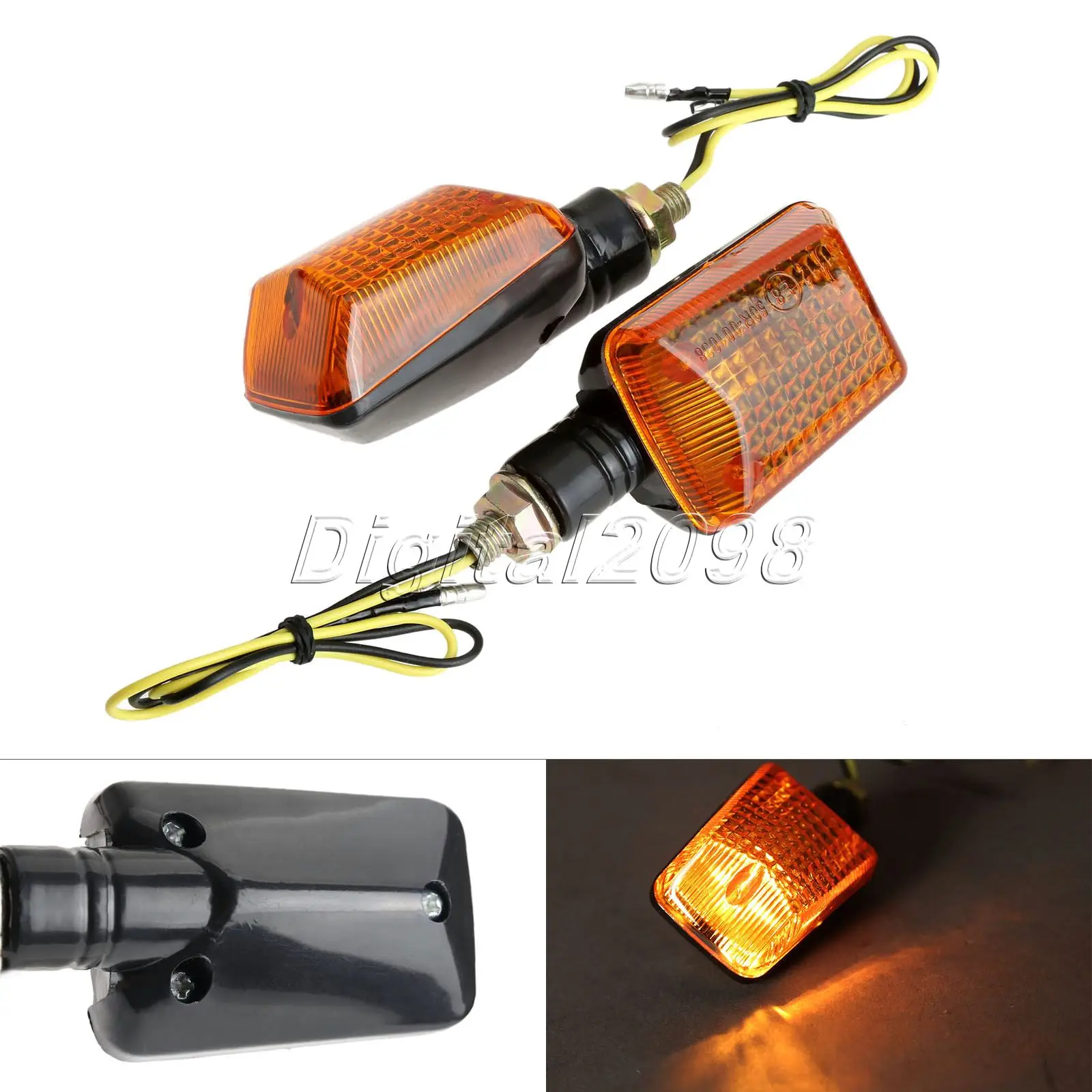 Yetaha 2x Motorcycle Turn Signal Indicator Lights Lamp 12V ATV Bike