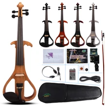 4 строка 4/4 Электрический скрипки мощный звук твердой древесины Ebony Часть 3# черный и белый цвет синий