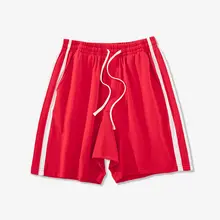 Мужские лоскутные хлопковые мужские бермуды с лентами, пляжные шорты до колена с карманами, уличная Мужская Уличная одежда с боковой полосой