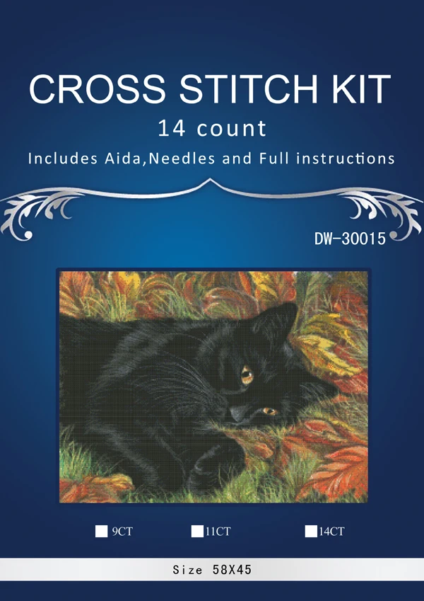 Oneroom, черная кошка, вышивка крестом, посылка, животное, 14ct, черная ткань, хлопковая нить, вышивка, сделай сам, ручная работа, рукоделие - Цвет: Красный
