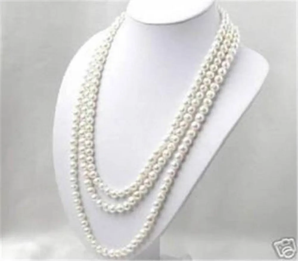 

SHIPPINGSUPER LONG 120 INCH 7-8MM WHITE AKOYA CULTURED PEARL NECKLACE (A0322)