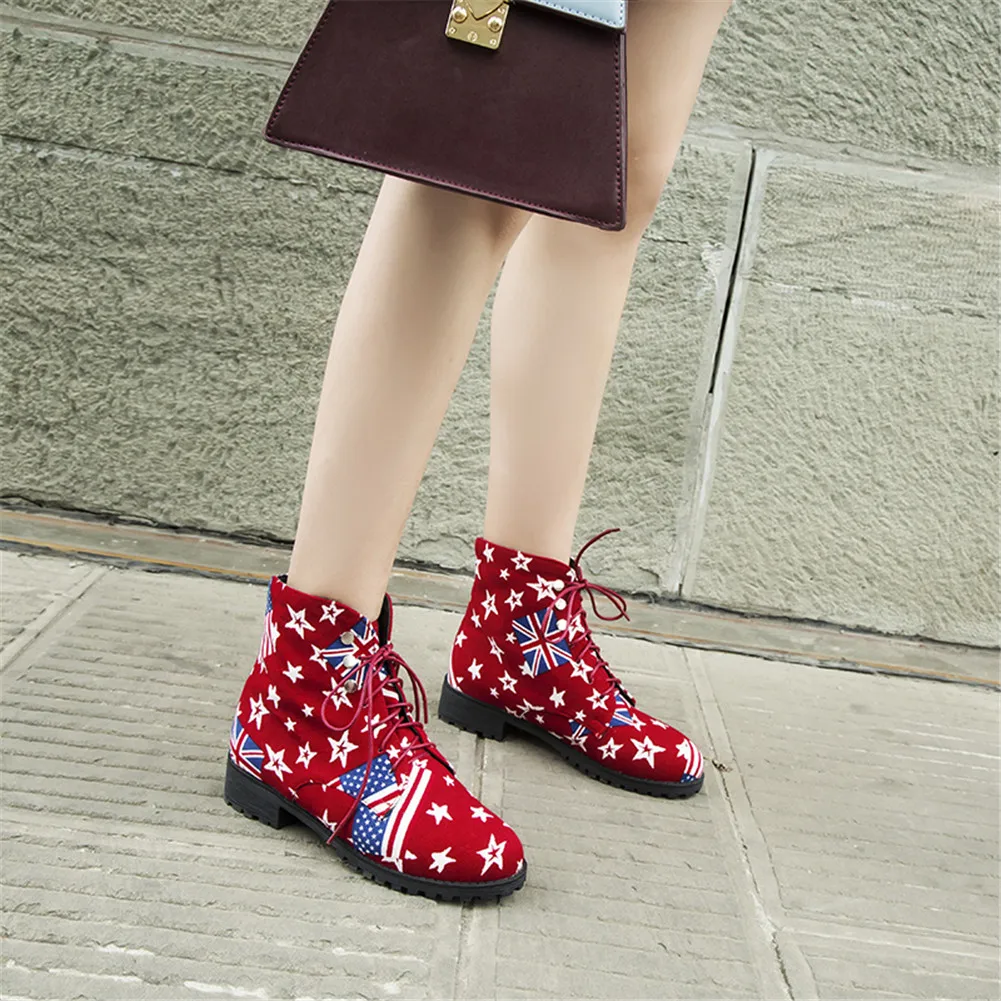 

Lapolaka Fashion Large Size 46 Booties Print Lady Chunky Heels Shoes Woman Casual Party Autumn Winter Ankle Boots Women Shoes