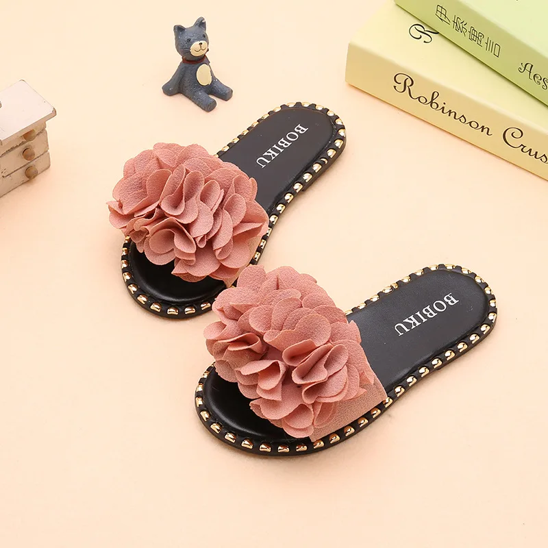 New Children Sandals Summer Flowers Shoes Princess Slides Girls Sandals Slippers Flip Flop Flat Open Toe Kids Beach Shoes