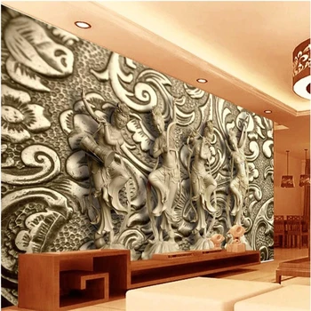 

beibehang Customize any size Wallpaper Mural 3D Large Stone Carving Dunhuang Flying Living Room Backdrop Wall 3d flooring