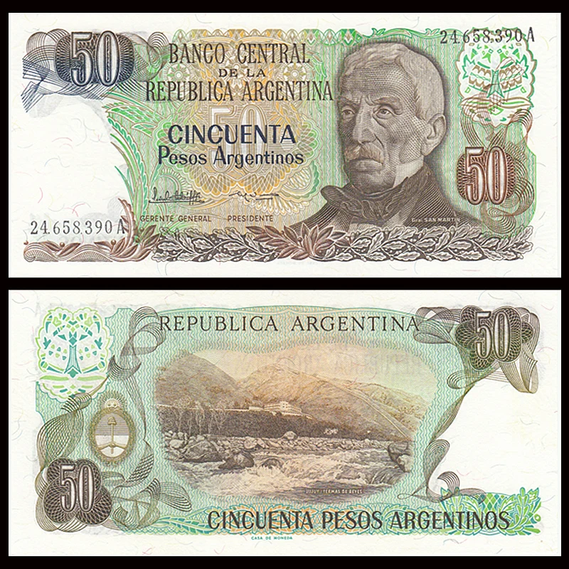 Argentina 50 песо 1983 1985 летний P 314 UNC America коллекция подарок оригинальные бумажные