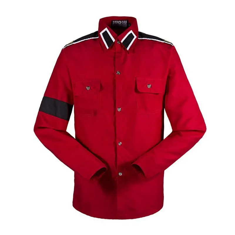 

In Memory Michael Jackson MJ Red Retro Fashion CTE Anti-war Cotton Shirt Stitchwork Sark Collection Embroidery