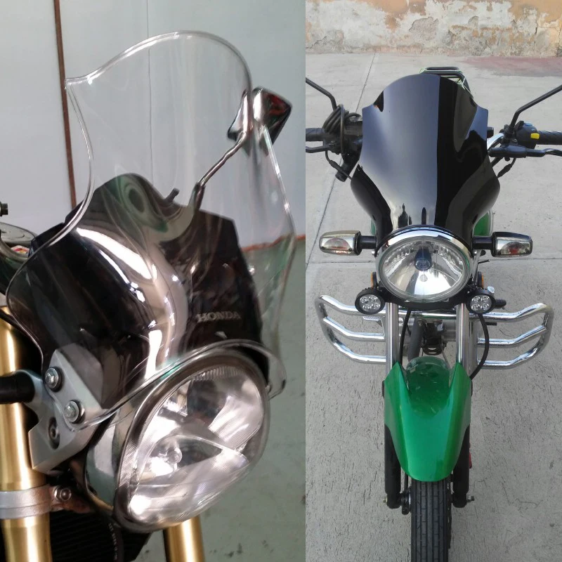 Универсальный мотоцикл лобовое стекло ветровое стекло круглые огни уличный велосипед стекло как для Honda Yamaha Kawasaki Suzuki дым Иридиум