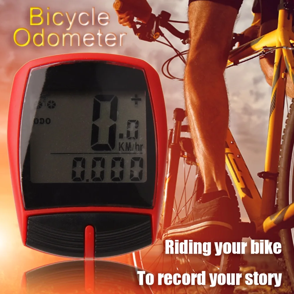 Multifunctional XC Shell Wired Cycling Bike Bicycle Computer Odometer Pedometer Backlight Design Bicycle Accessories Red