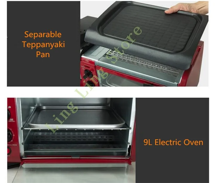 220 В многофункциональная 3 в 1 машина для завтрака, тостер, духовка, электрическая сковорода, Кофеварка, чайник