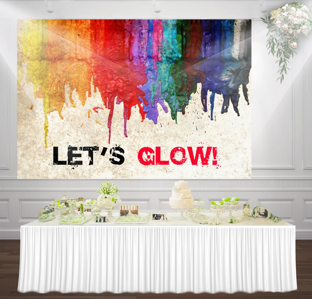HUAYI let's glow день рождения граффити стены фотографии с днем photo booth фон hz 1087|Фон для