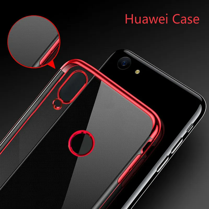 

For Huawei P Smart 2019 Case Plating For Huawei Honor 8x max 7x Soft Transparent TPU Cover For Huawei P Smart Honor 8x 8c Funda