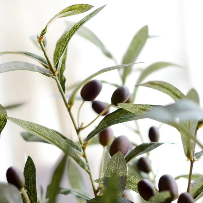 Искусственные европейские ветви оливкового дерева с оливковыми фруктовыми листьями для домашнего отеля Свадебные DIY украшения Цветы Растения венок лист