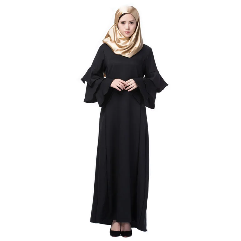 Турецкая одежда длинный рукав мусульманский платья женские свободные abaya О