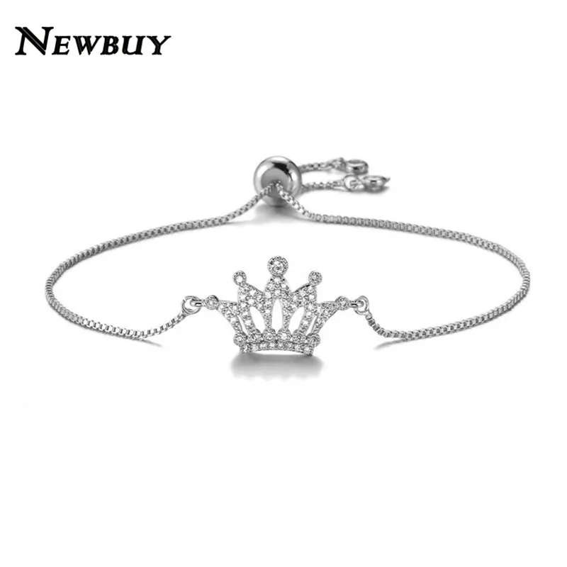 

2019 Trendy Crown Charm Bracelet Silver Color AAA+ CZ Zircon Bracelets For Women Adjustable Chain Female Party Jewelry