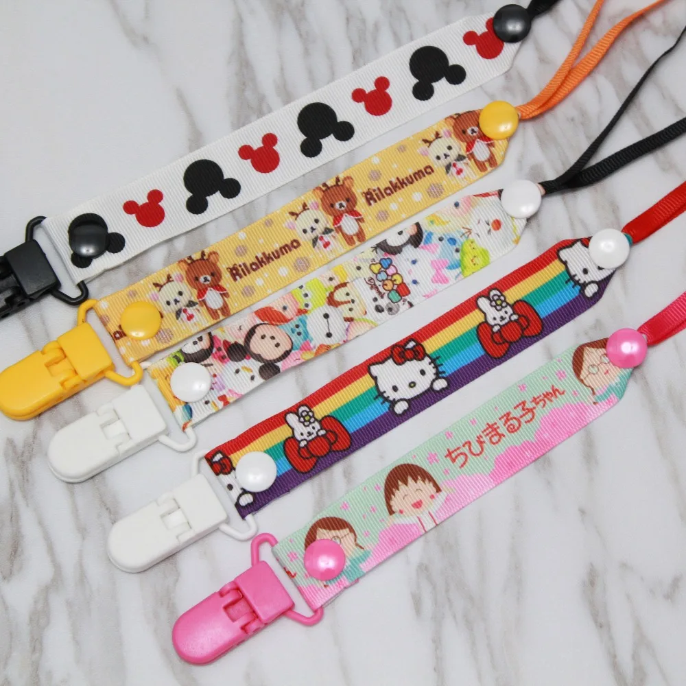 Baby Pacifier Clips Ribbon Dummy Pacifier Chain Clip Holder Baby Nipple Feeding Supplies Kids Funny Toy Chain Anti-lost G0044
