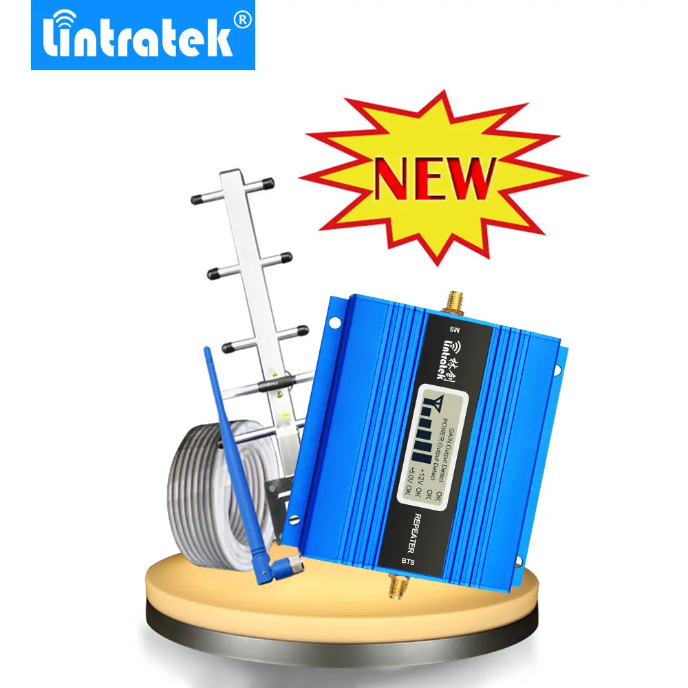Lintratek LCD Display Mini GSM Repeater 900MHz Cell Mobile Phone GSM 900 Signal Booster Amplifier + Yagi Antenna with 10m Cable