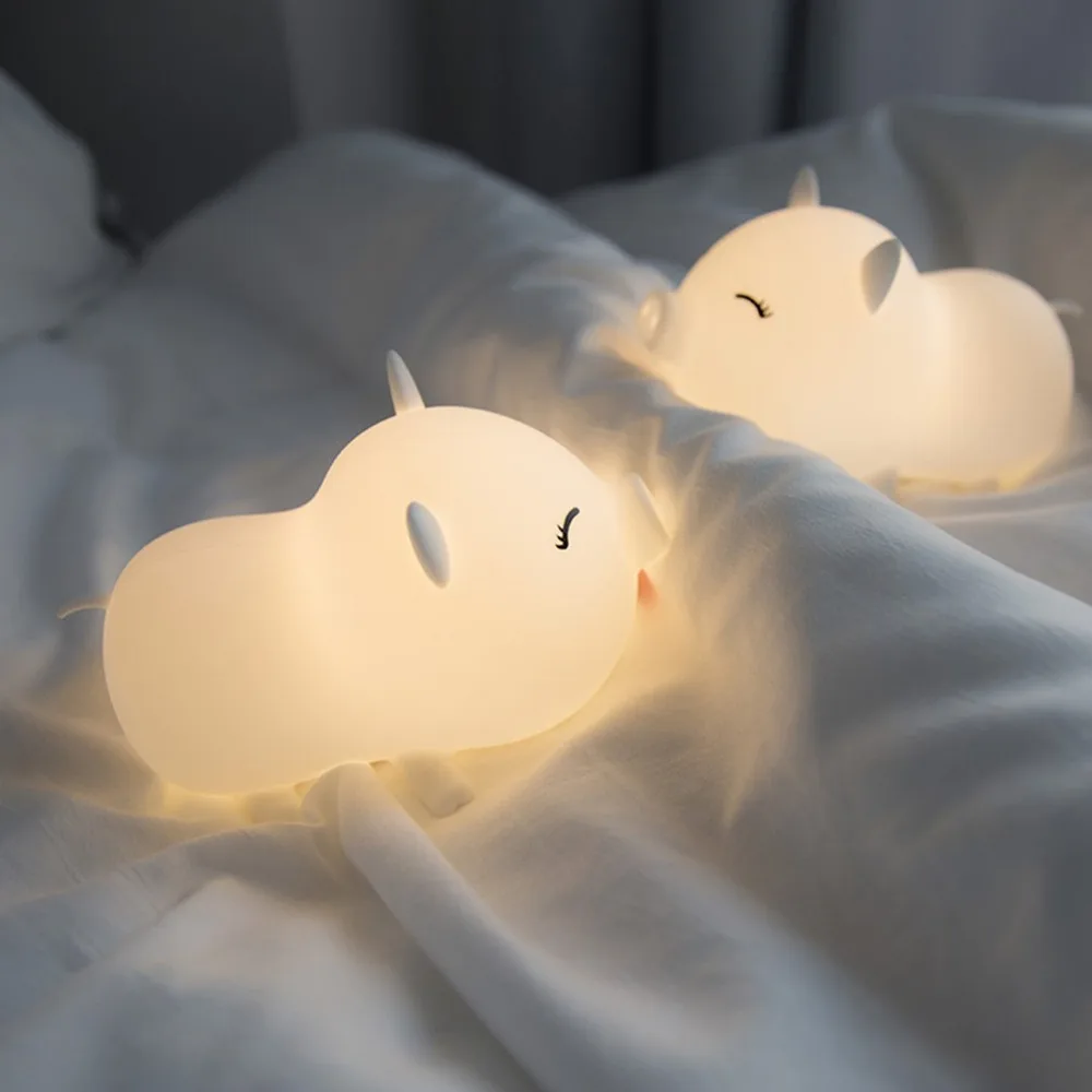 

Pig Shape Patted Silicone Night Light Lovely LED Lamp Christmas Gift for Baby Kids Room Multicolor Touch Nightlight