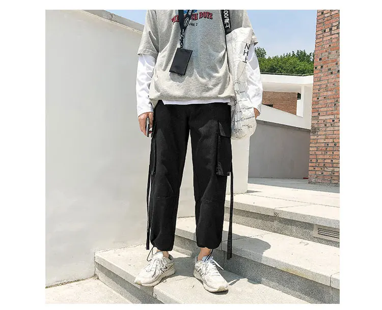LAPPSTER мужские японские уличные брюки Carog 2019 хип хоп мешковатые ленты бегунов корейский стиль спортивные брюки черные спортивные брюки