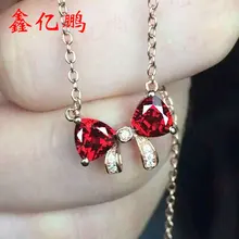 Xhfkuan 925 Серебряный инкрустированные Природный Мадагаскар гранат ожерелье