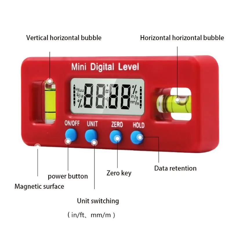Мини цифровой уровень шкала ящик для инклинометра транспортир Магнитный Угол Finder конический Калибр Электрический градиент
