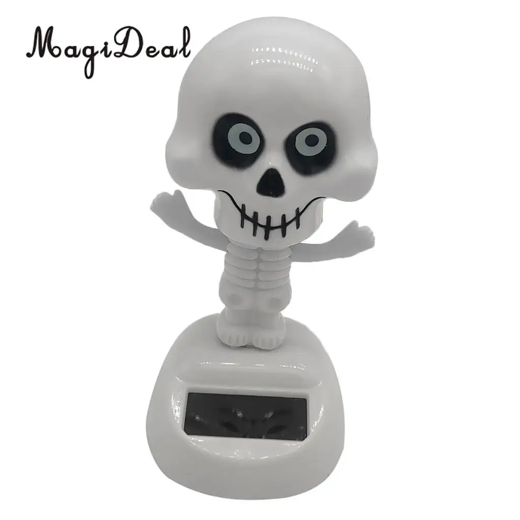 Solar Powered Dancing Skeleton Figure Bobble Head Toy, Halloween Party Ornament, Home Desk Decoration