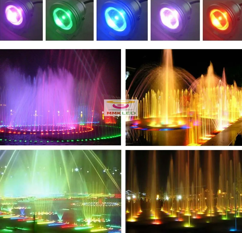 10W 12V  Fountain pool  Lamp underwater RGB Led Light Waterproof IP68, 16 color change with 24key IR Remote controller submersible led lights