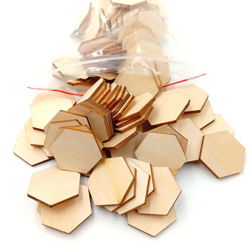 100 шт 30 мм бук деревянный шестигранный орнамент из кусочков деревянные формы украшения, Декор DIY ремесленные украшения