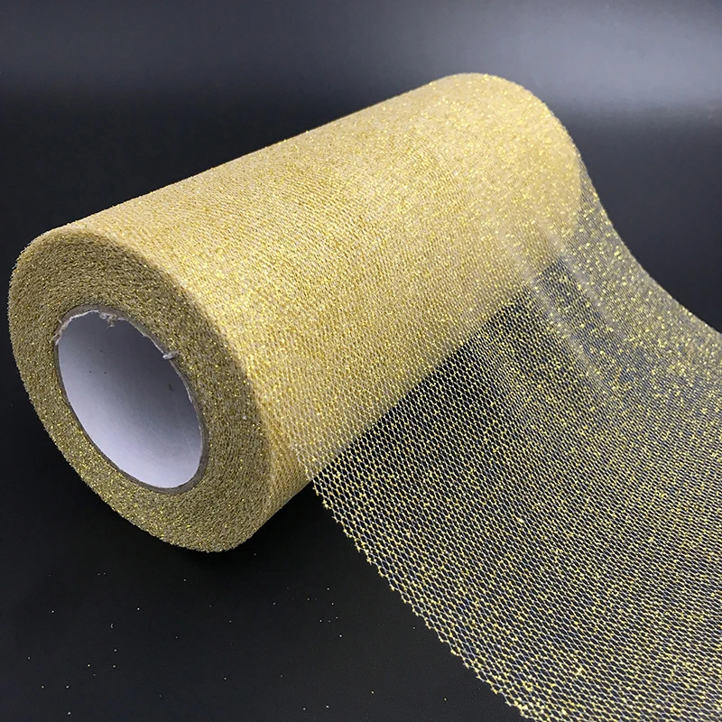 

Gold Glitter Tulle Roll Spool 6" x 25 Yards Even Party Supplies White Net Wedding Decoration Cloth Silver Christmas Decor Mesh
