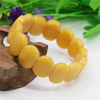 

15X20mm Yellow Jades Bracelet Jaspers Chalcedony Natural Stone Women Girl Gifts DIY Hand Made Ornaments Jewelry Making Design