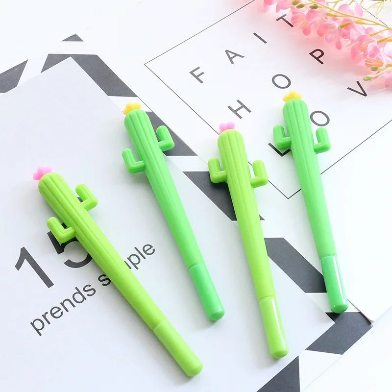 

36pc/lot Creative Flowering Cactus Gel Ink Pen / Black Water Pen / Signature Student Pen/creative Stationeries Wholesale