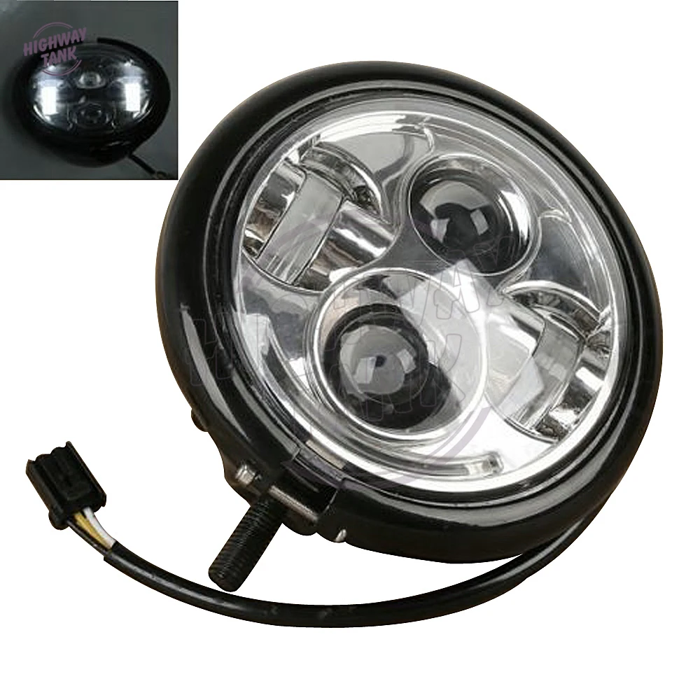 

5-3/4" 5.75" Black Motorcycle Projector LED Headlight case for Harley Sportster 883 1200