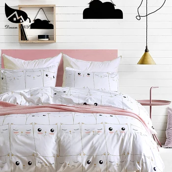 

Dream NS Bedding Set 100% Polyester Fiber Expression Face Simple Style White Bedding Sets 3PCS Cartoon Cute Household Product