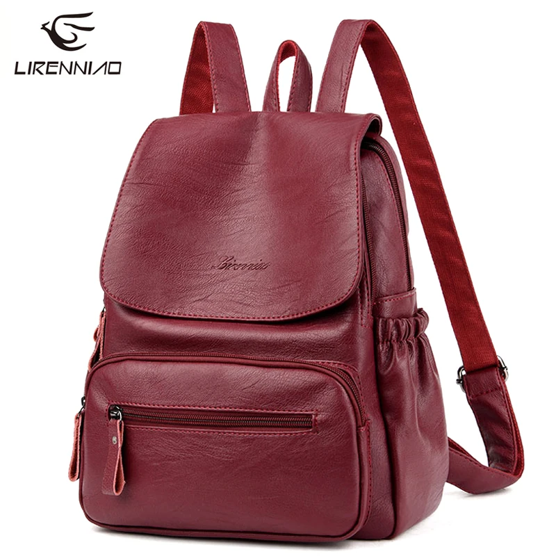 High Quality 2017 New Fashion Leather Backpack Preppy Simple Style