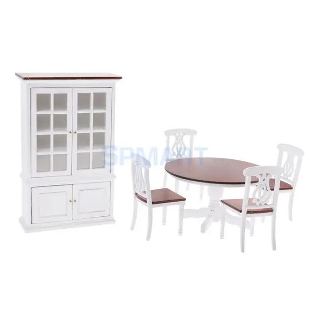 Cheap 1/12 Dollhouse Miniature Dining Room Furniture Table Chair Cupboard Set Cheap 1/12 Dollhouse Miniature Dining Room Furniture Table Chair Cupboard Set