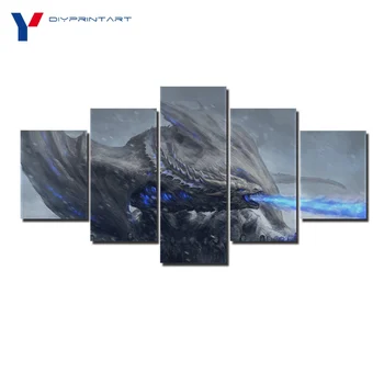 

Undead Dragon 5 Panel Modern Wall Art Canvas Game of Thrones Wall Pictures for Living Room A0735