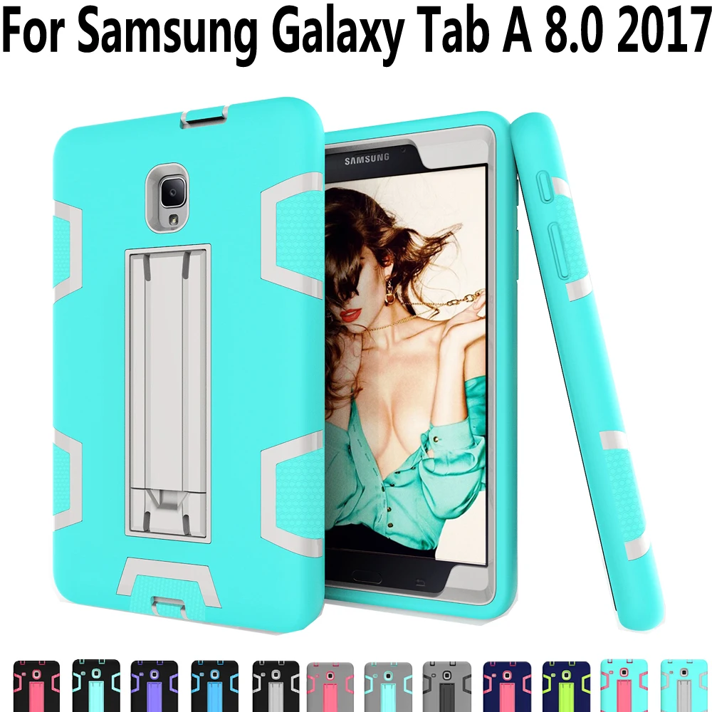 Противоударный чехол для samsung Galaxy Tab A 8 0 2017 крышка Красочный стенд силиконовый T380
