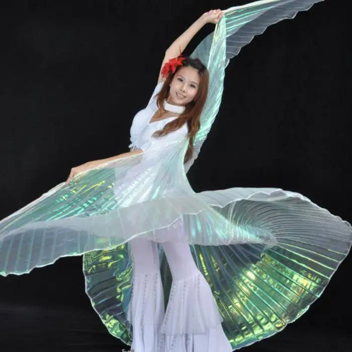 Элегантный переливающийся ISIS крылья с проведения палку Костюмы для танца живота костюм поставляет реквизит платье для Танцев Живота Танцы