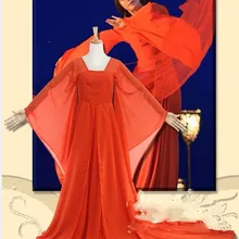 Красный шифоновый костюм для классических танцев китайская принцесса Hanfu костюм для последней ТВ Игры леди династии