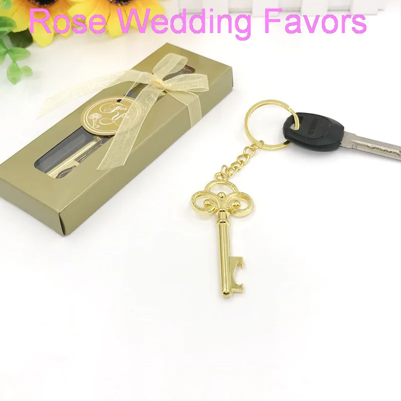 

Gold Key Keychain in Gift Box Silver Portable Keychain Bottle Opener Wedding&Bridal Shower Favors Party Giveaways Gift 40PCS