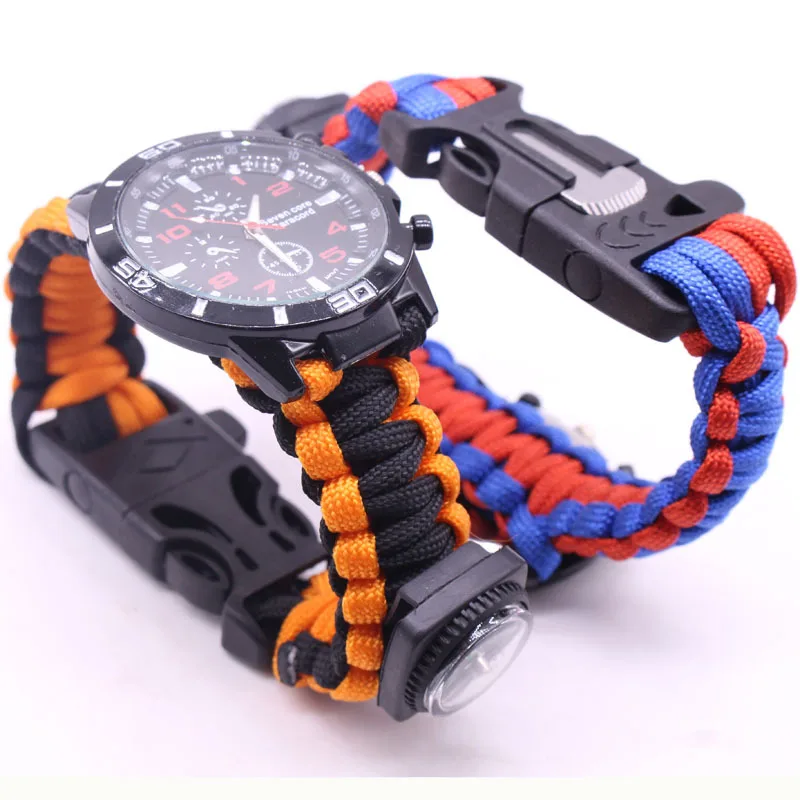 EDC Multi Tools Tactical Camouflage Outdoor survival watch bracelet compass Rescue Rope paracord Camping equipment (8)